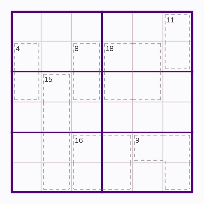 Starting board for Seven Cages with Squares
