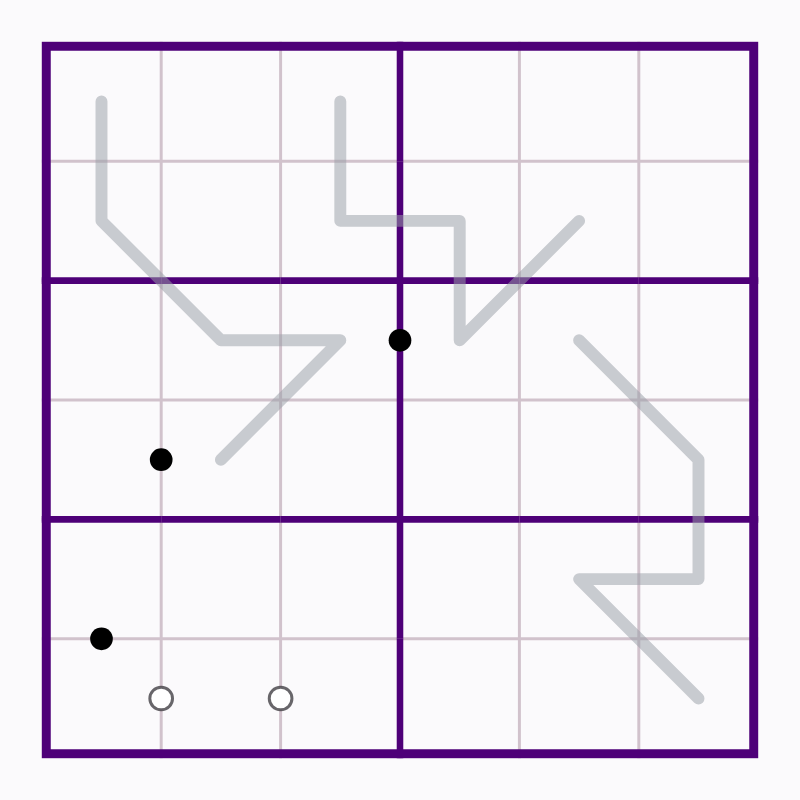 Starting board for Eastern Mirror Turns and Five Dots